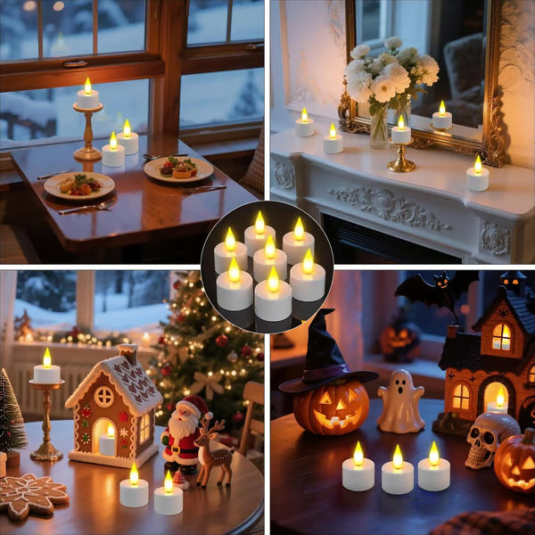 🎅Christmas Sale🎅Flameless Candles, 12pcs USB Rechargeable Tea Lights Candles for Christmas Decor with Remote Control