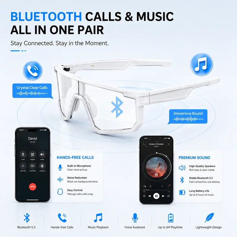 AI Translation Glasses — Open-Ear Audio & Photochromic Lenses